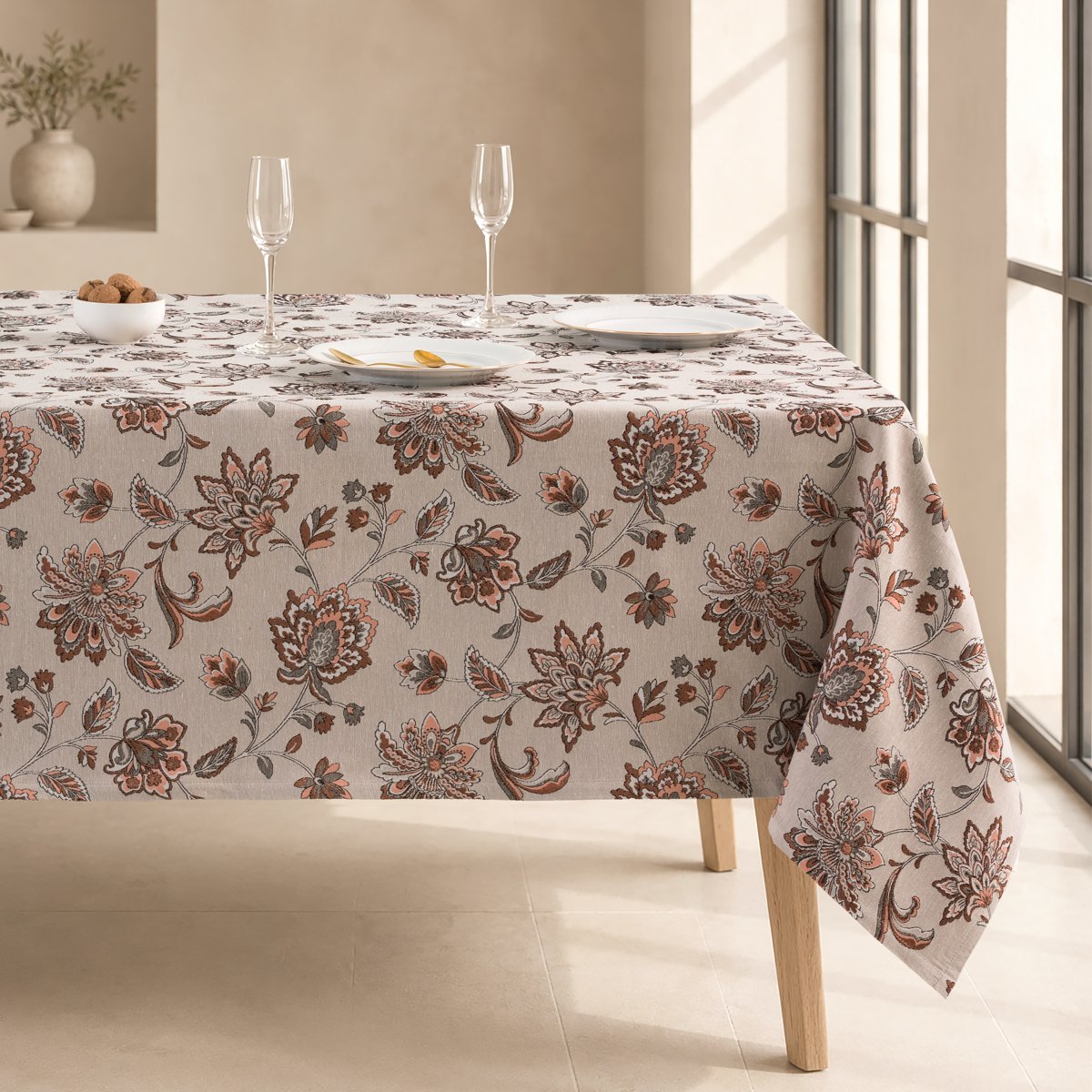 Mantel Jacquard Olivier Terracota · Pierre Cardin