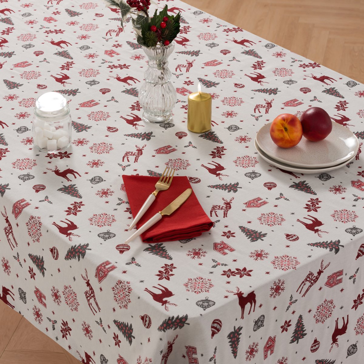 Mantel Navidad Jacquard Carmine Rojo · Pierre Cardin