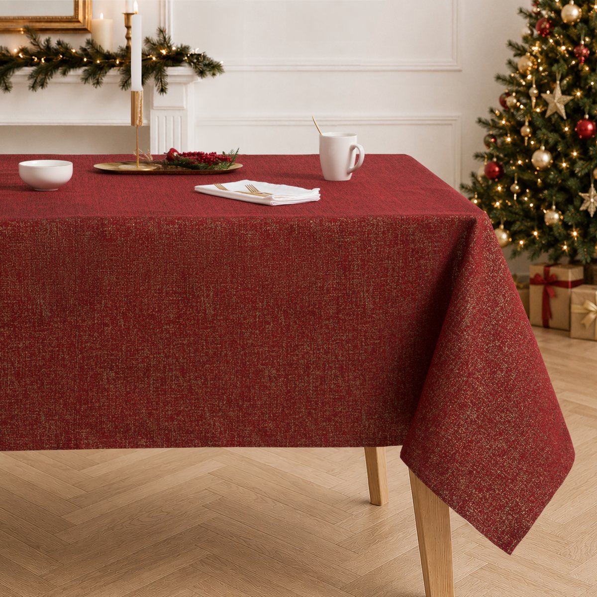 Mantel Navidad Jacquard Diamant Rojo · Pierre Cardin
