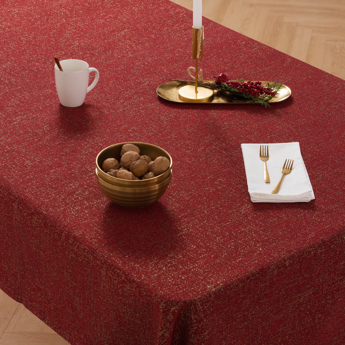 Mantel Navidad Jacquard Diamant Rojo · Pierre Cardin