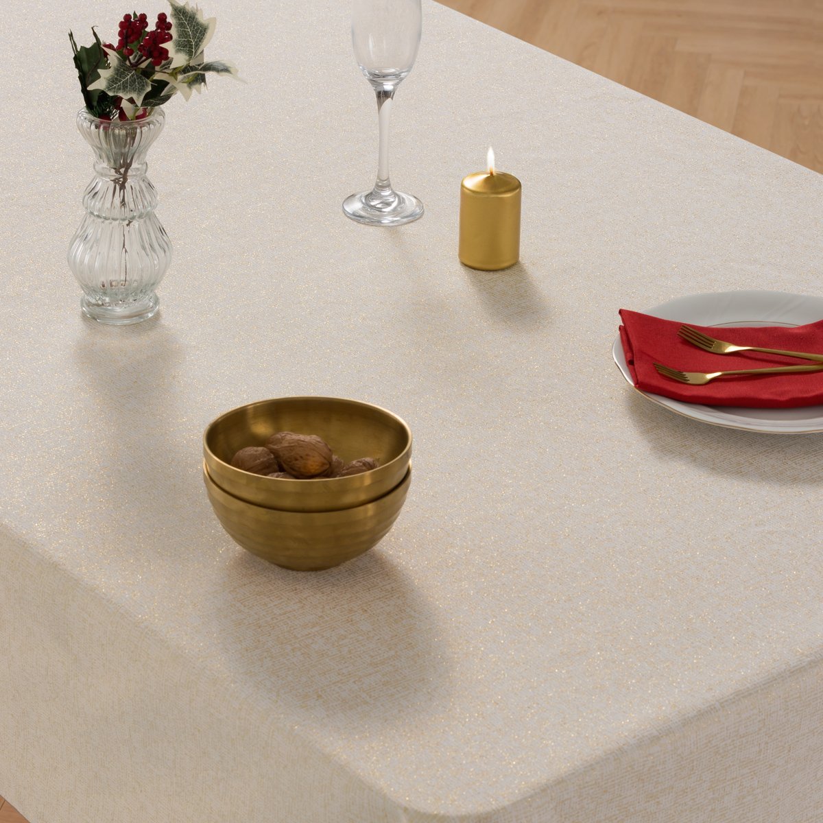 Mantel Navidad Jacquard Grenat Oro · Pierre Cardin
