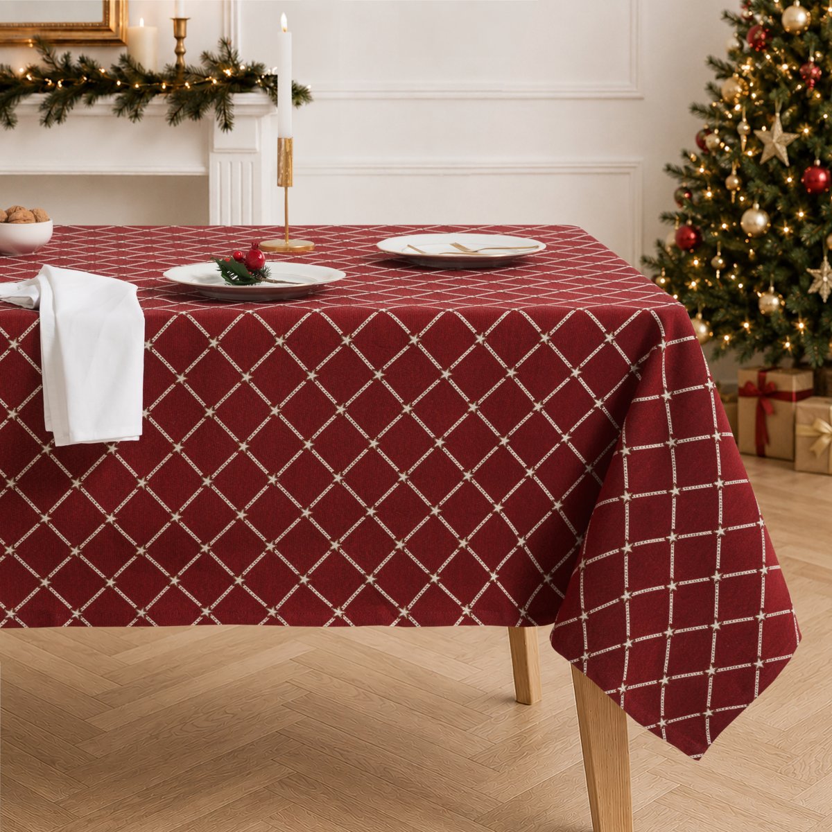 Mantel Navidad Jacquard Magie Rojo · Pierre Cardin