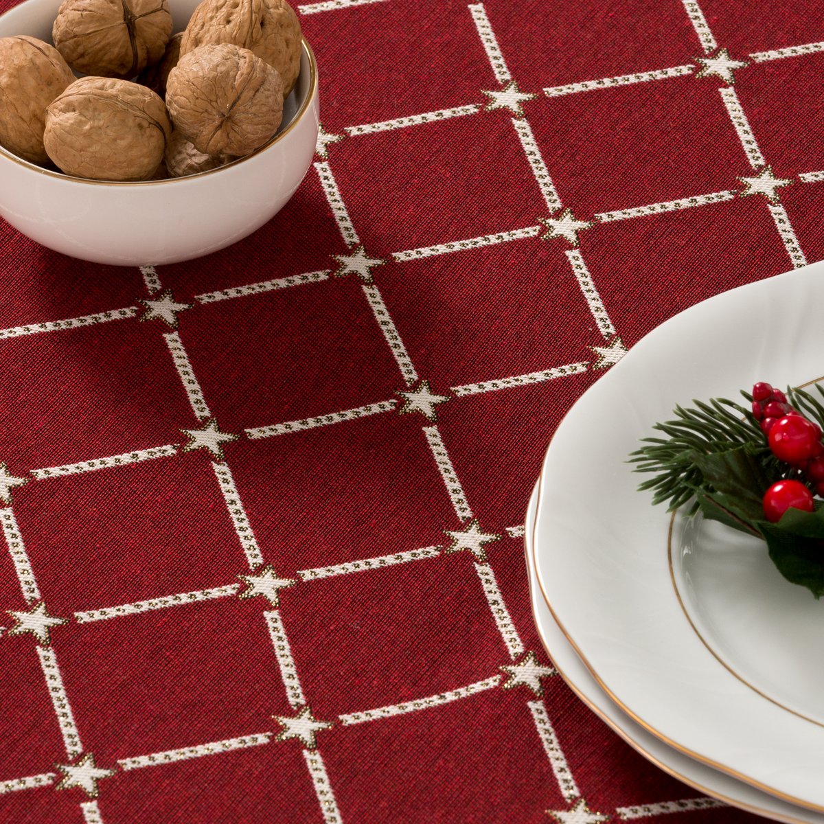 Mantel Navidad Jacquard Magie Rojo · Pierre Cardin