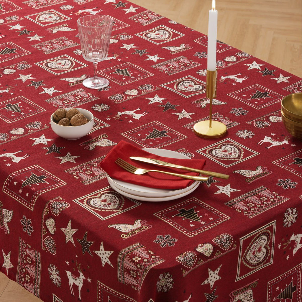 Mantel Navidad Jacquard Merlot Rojo · Pierre Cardin