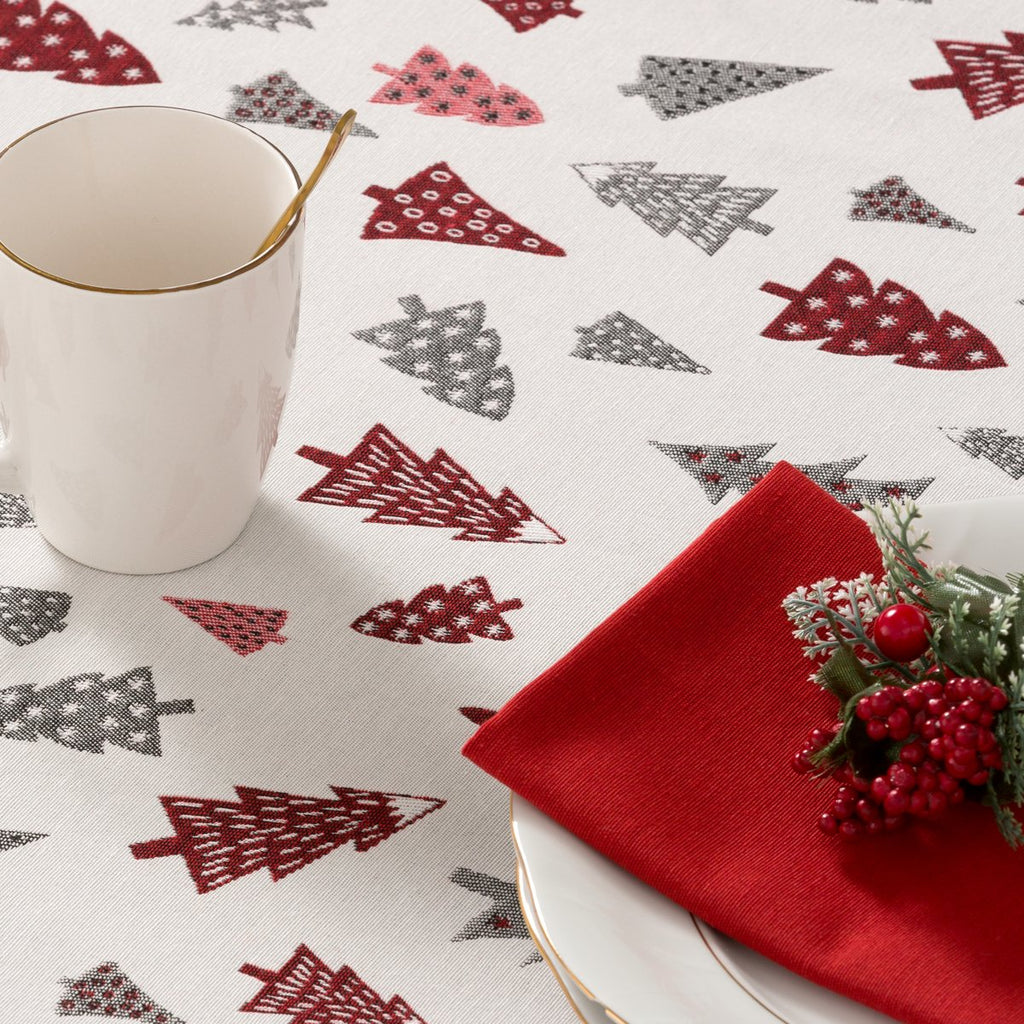 Mantel Navidad Jacquard Pinewood Rojo · Pierre Cardin