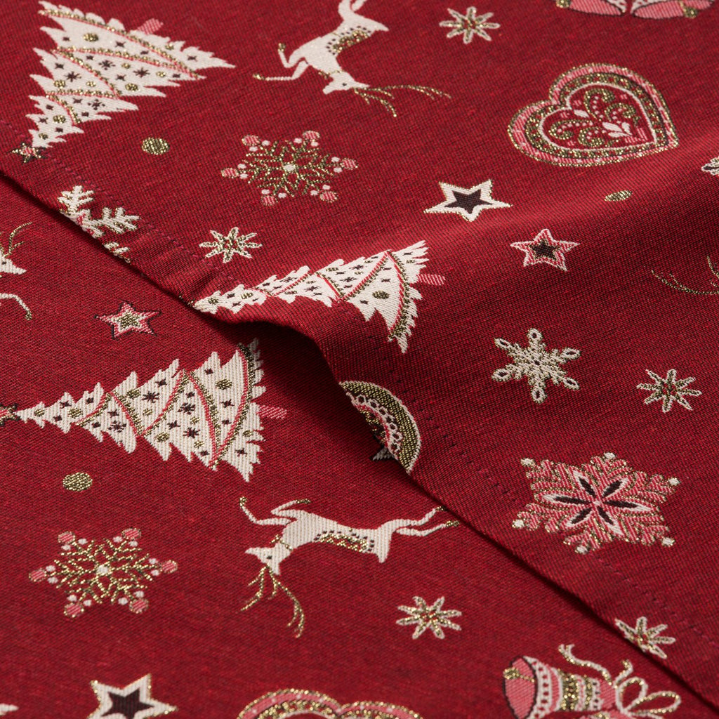 Mantel Navidad Jacquard Starlit Rojo · Pierre Cardin