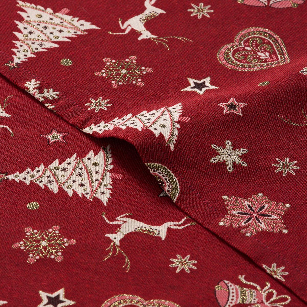 Mantel Navidad Jacquard Starlit Rojo · Pierre Cardin
