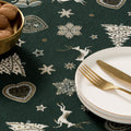 Mantel Navidad Jacquard Starlit Verde · Pierre Cardin
