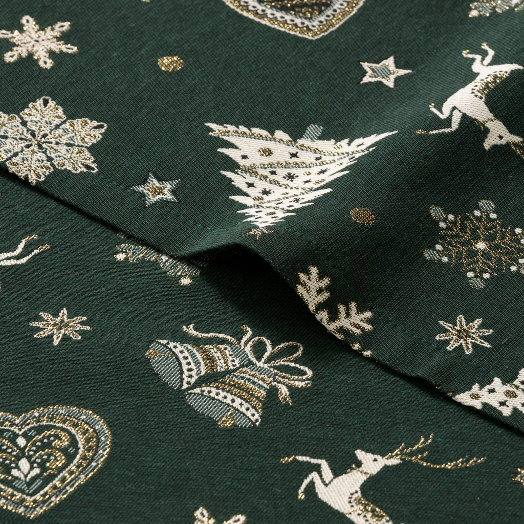 Mantel Navidad Jacquard Starlit Verde · Pierre Cardin