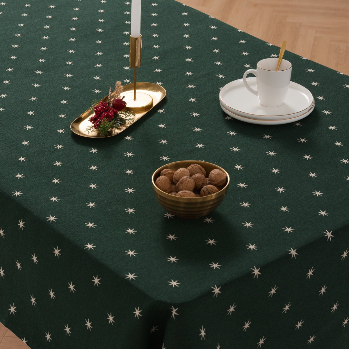 Mantel Navidad Jacquard Stellar Verde · Pierre Cardin