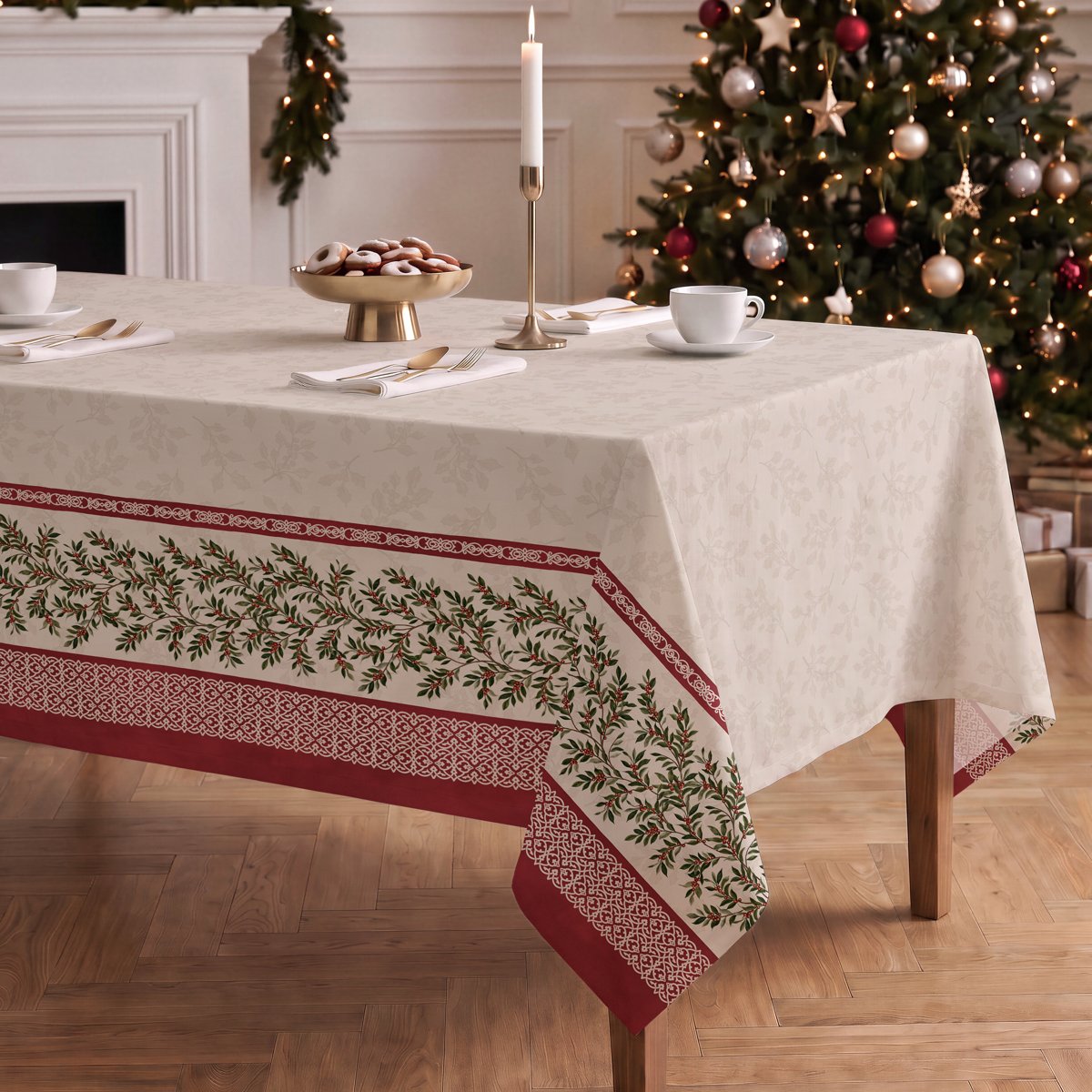Mantel de Navidad Abedul Green-Red · Pierre Cardin