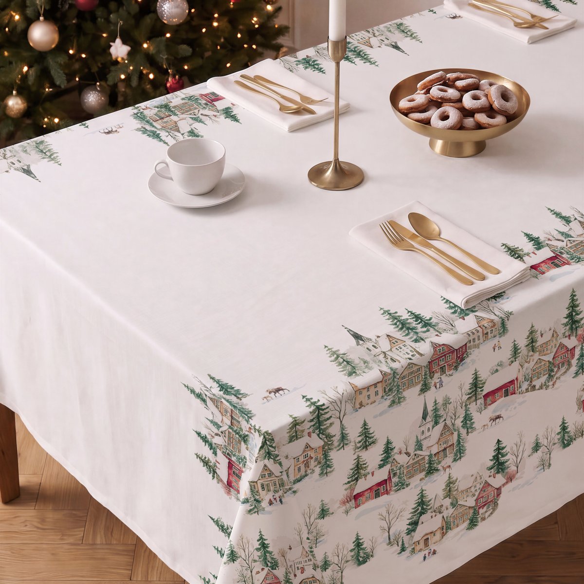 Mantel de Navidad Aldea Green-Red · Pierre Cardin