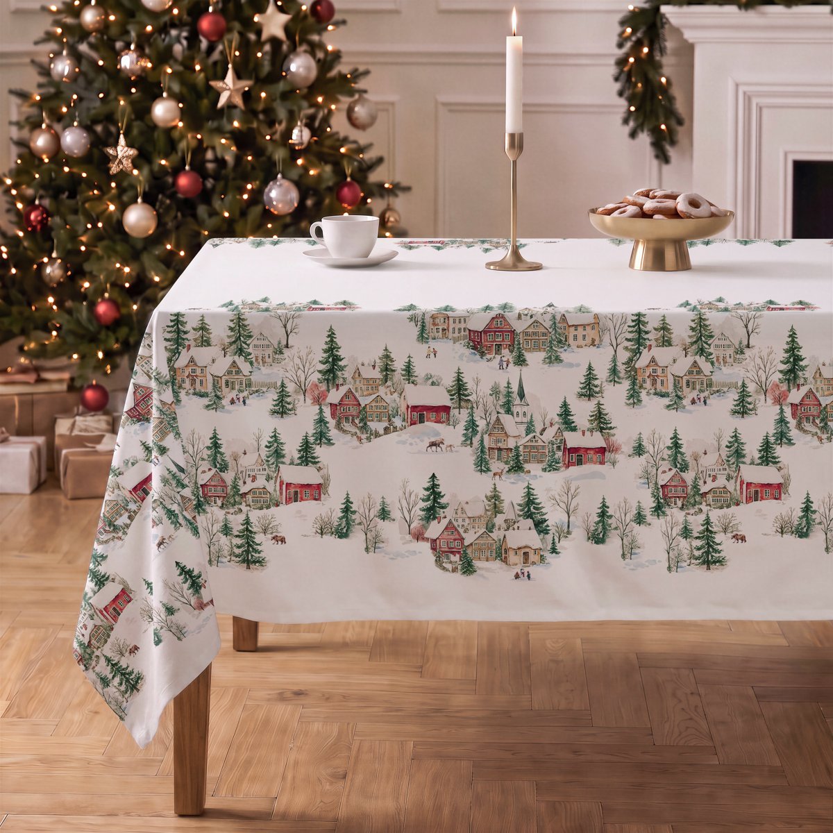 Mantel de Navidad Aldea Green-Red · Pierre Cardin