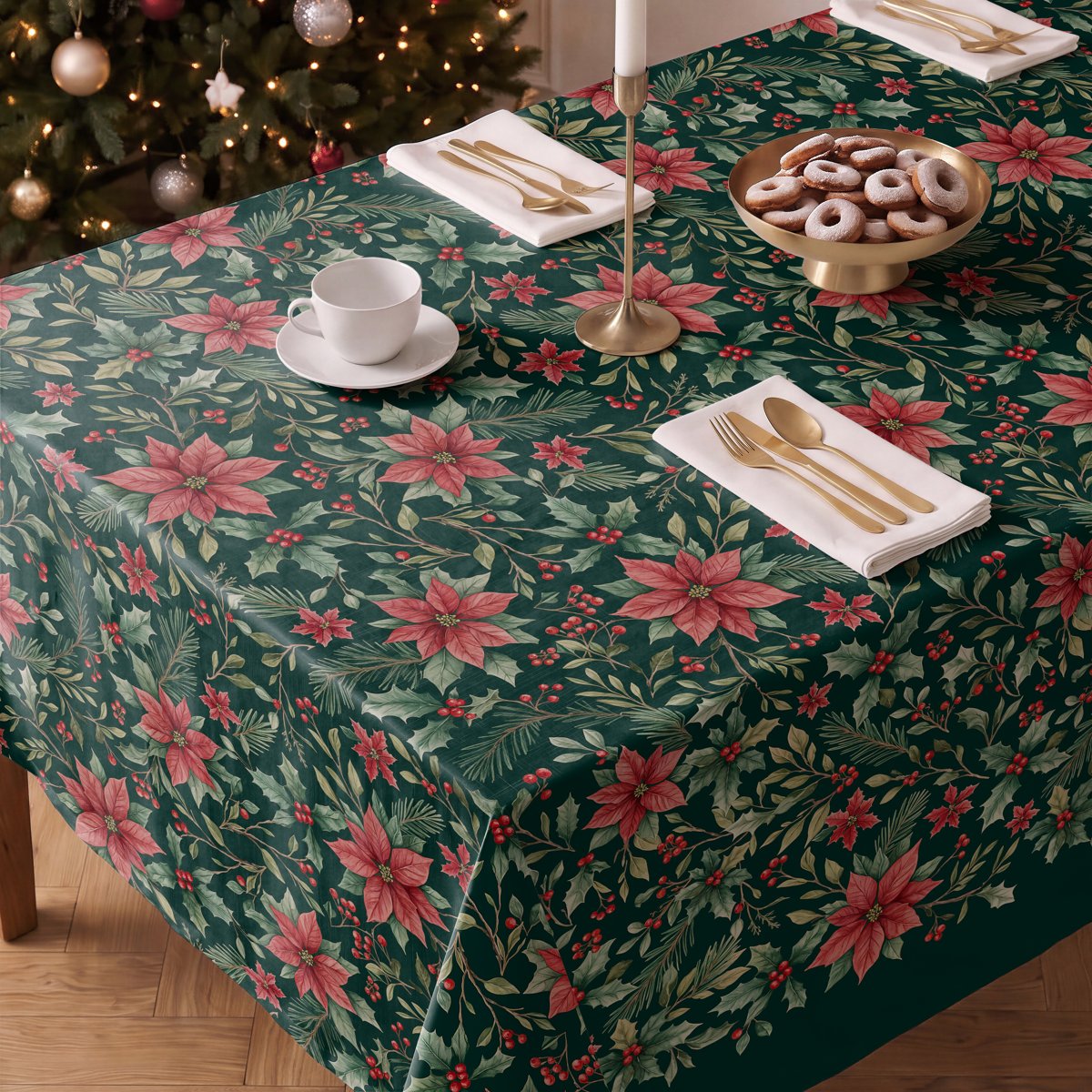 Mantel de Navidad Belen Green · Pierre Cardin