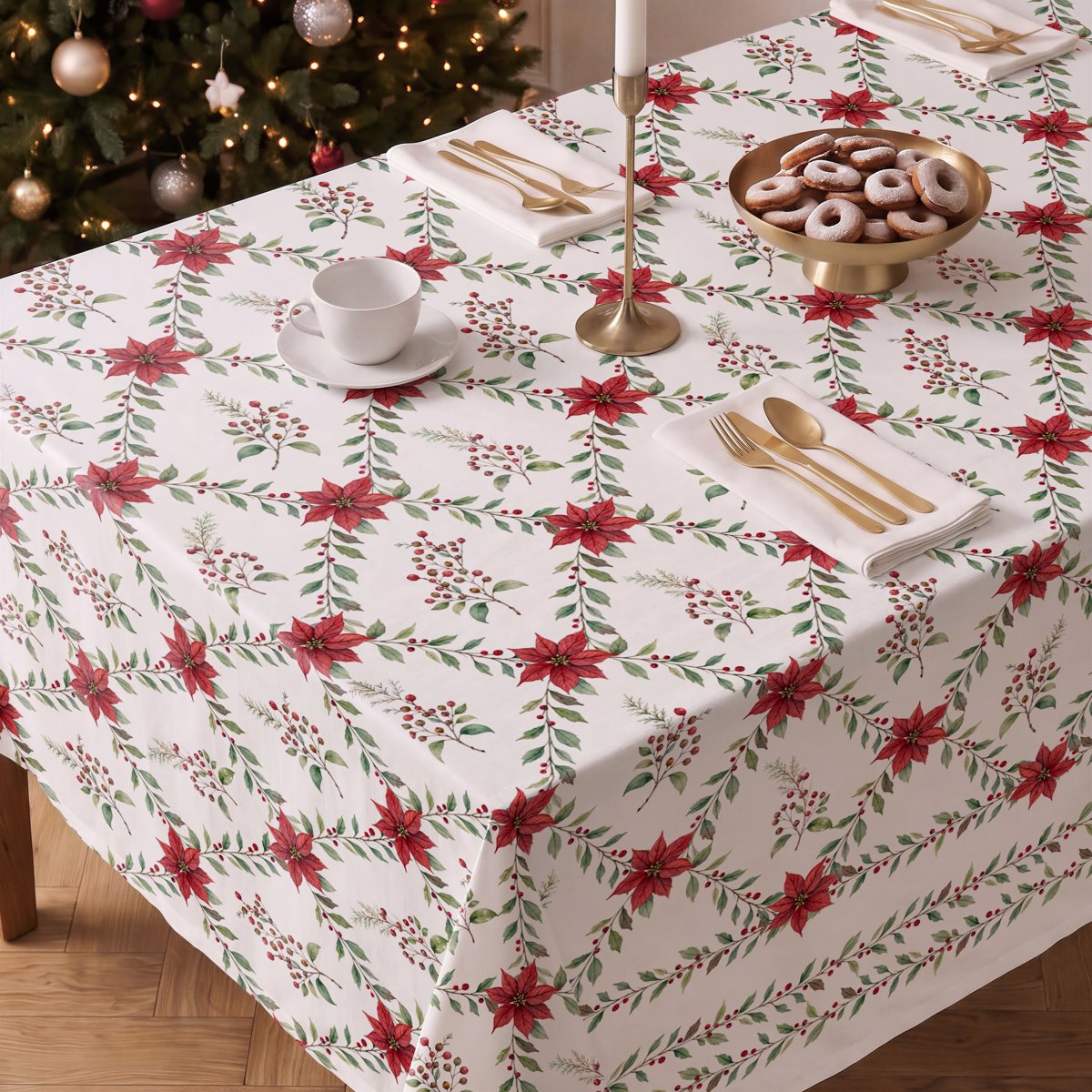 Mantel de Navidad Natura Green-Red · Pierre Cardin