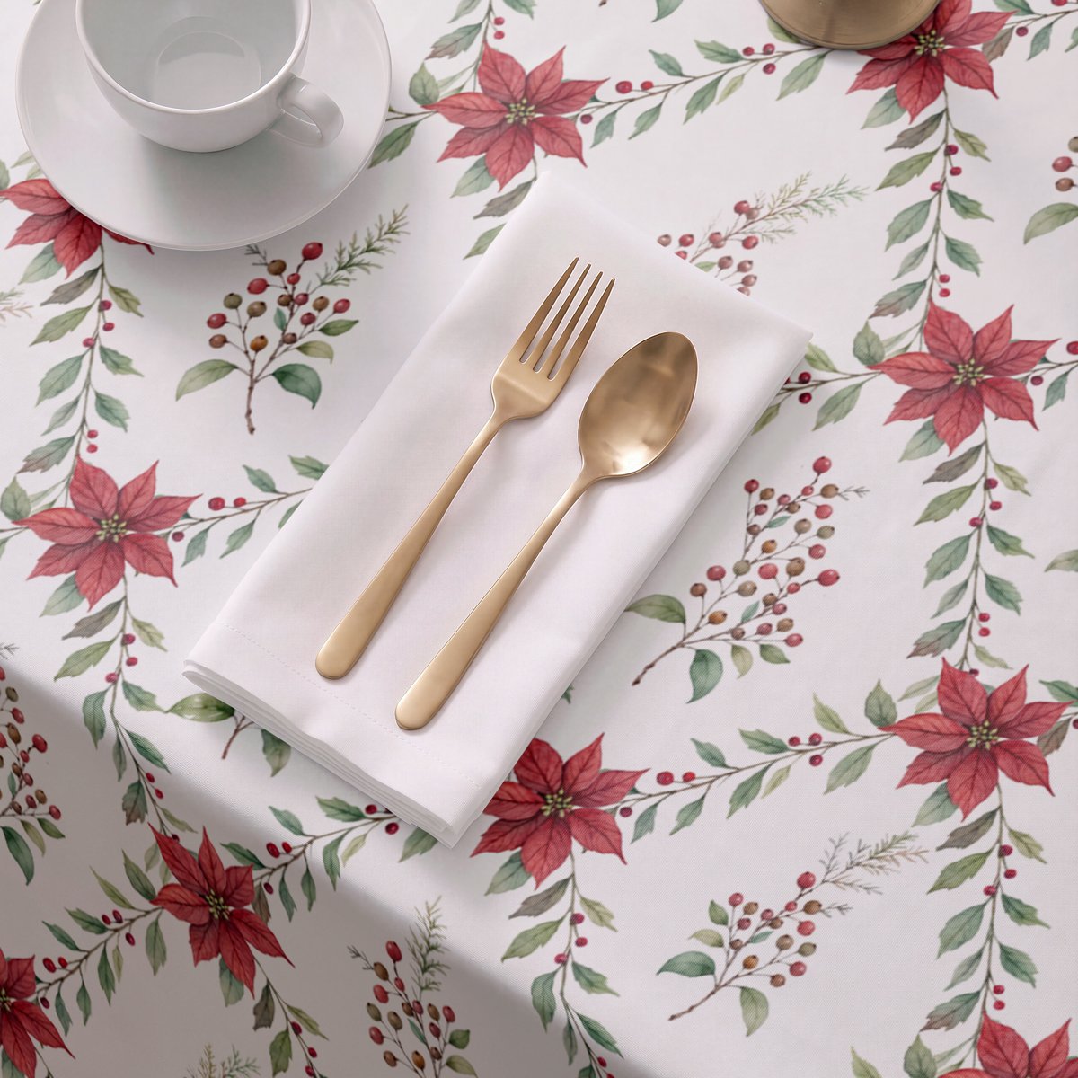Mantel de Navidad Natura Green-Red · Pierre Cardin