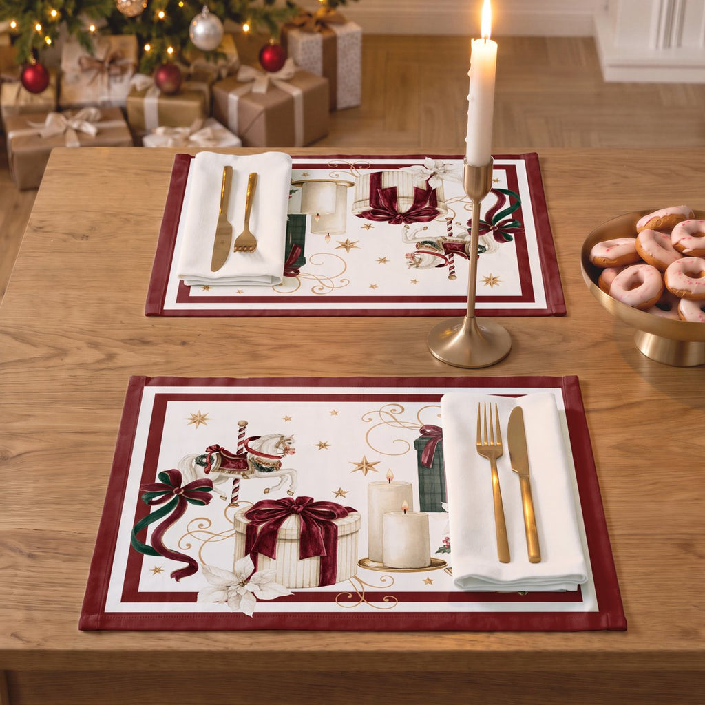 Manteles Individuales de Navidad Navideño Bordeaux (Pack de 4) · Pierre Cardin