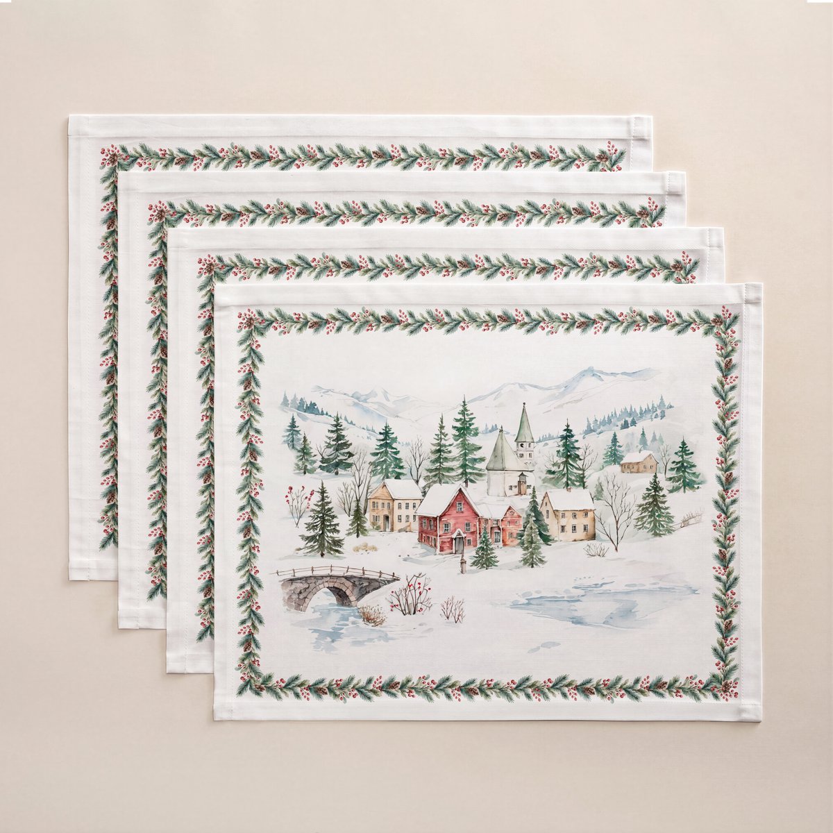 Manteles Individuales de Navidad Tundra Bordeaux (Pack de 4) · Pierre Cardin