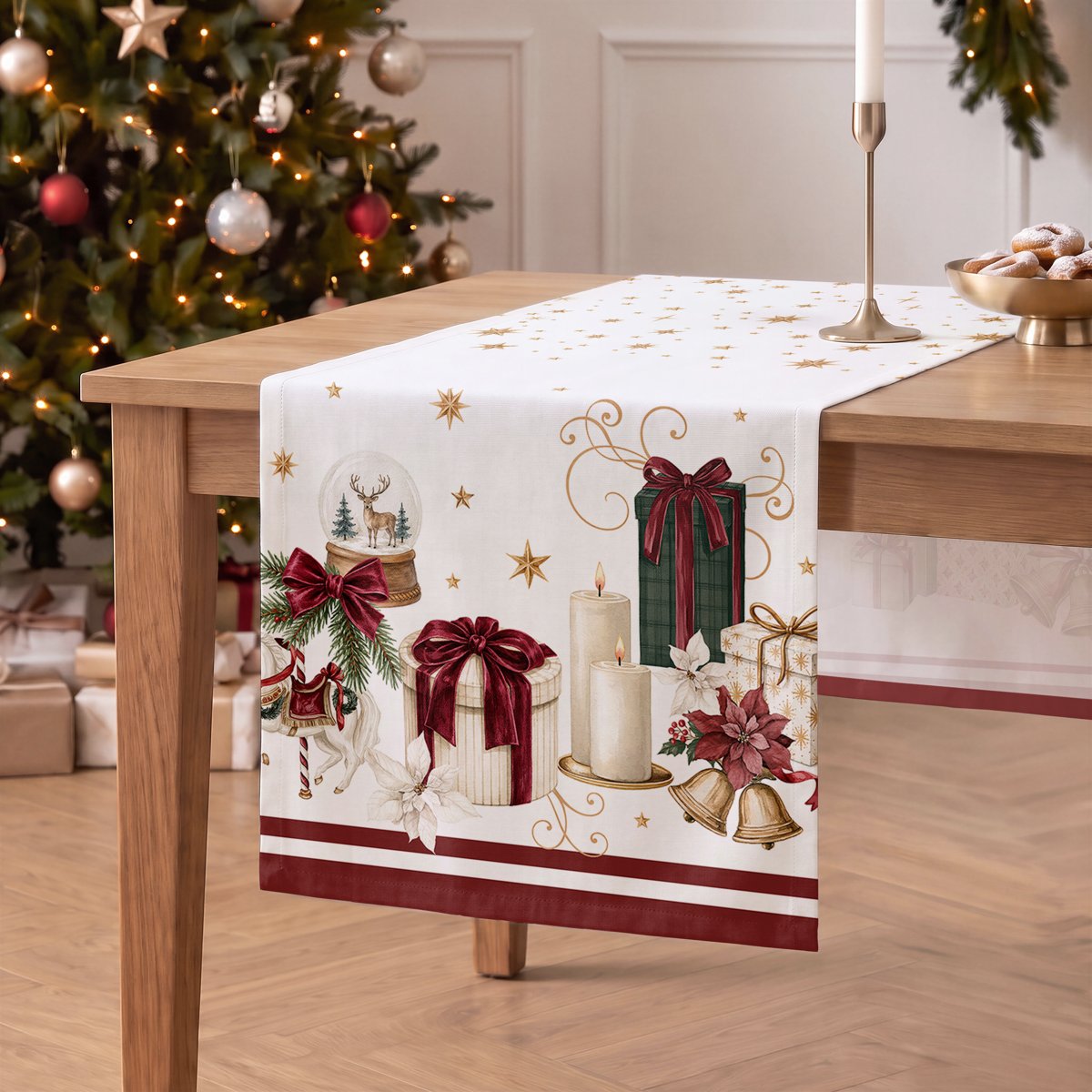 Camino de Mesa Navideño Bordeaux · Pierre Cardin