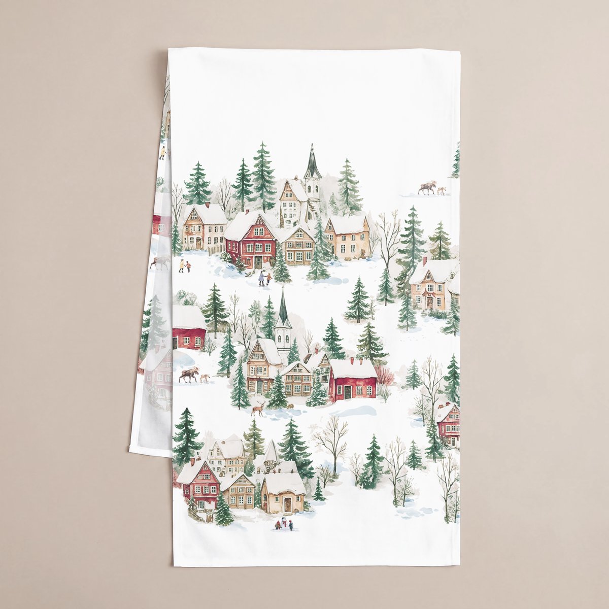 Camino de Mesa de Navidad Aldea Green-Red · Pierre Cardin