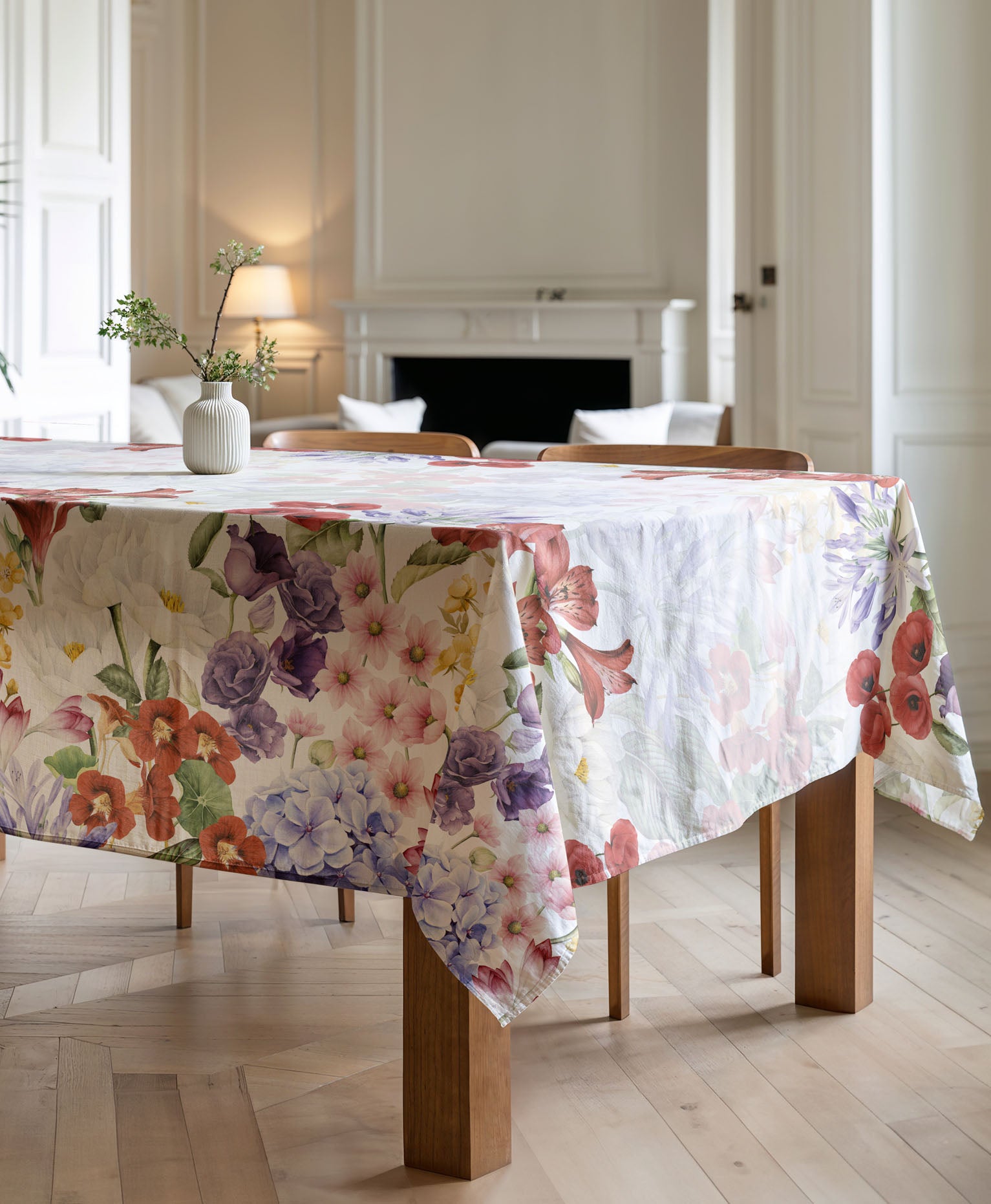 Mantel con flores primaverales, mantel antimanchas