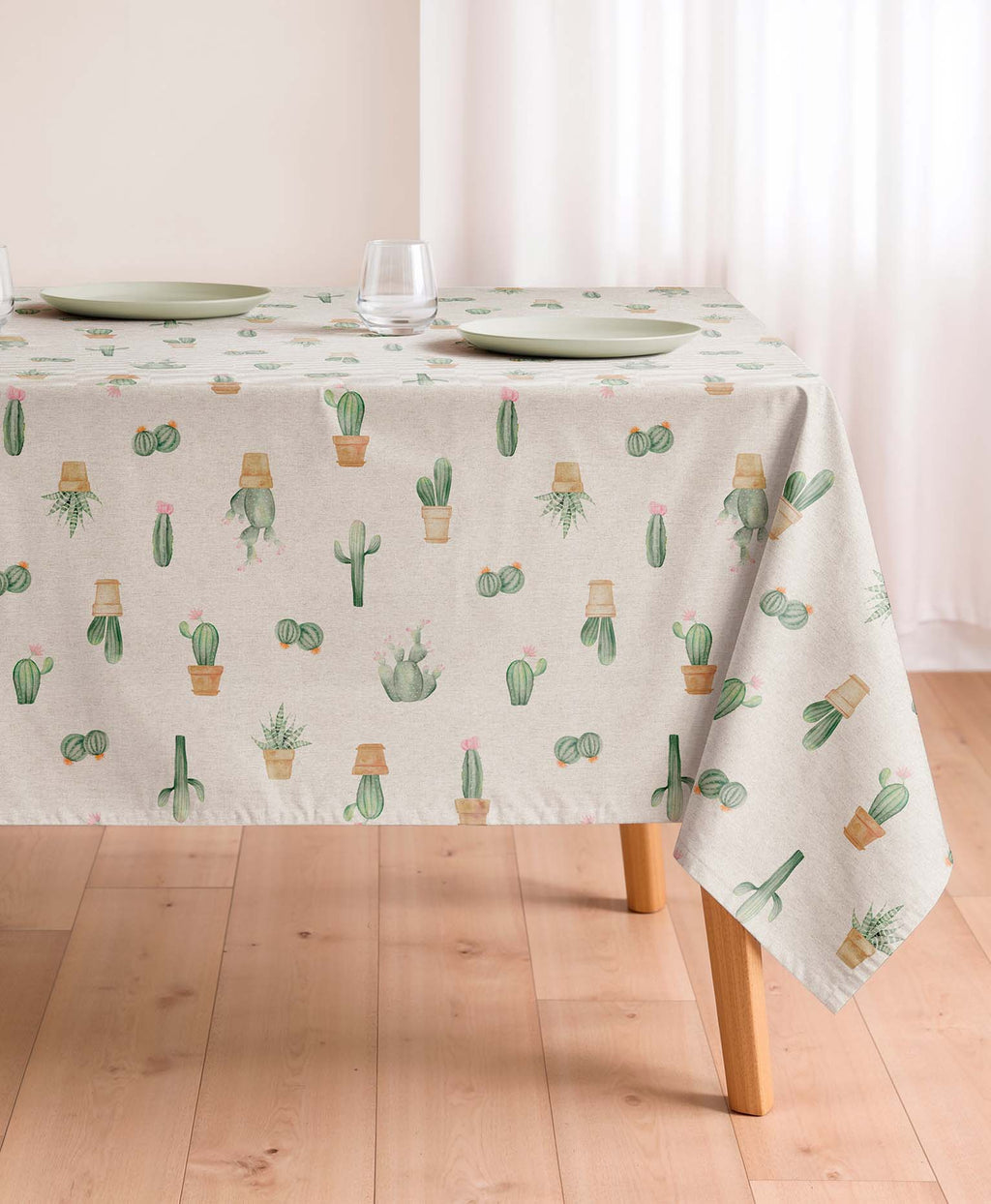 Mantel antimanchas Cactus Verde