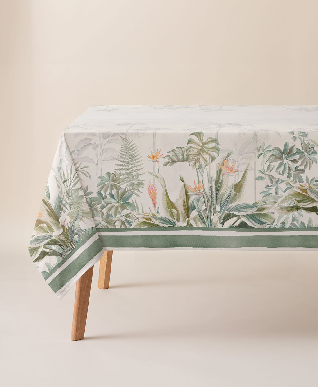Mantel antimanchas Dayana Verde, mantel estampado, mantel de verano, mantel mediterraneo