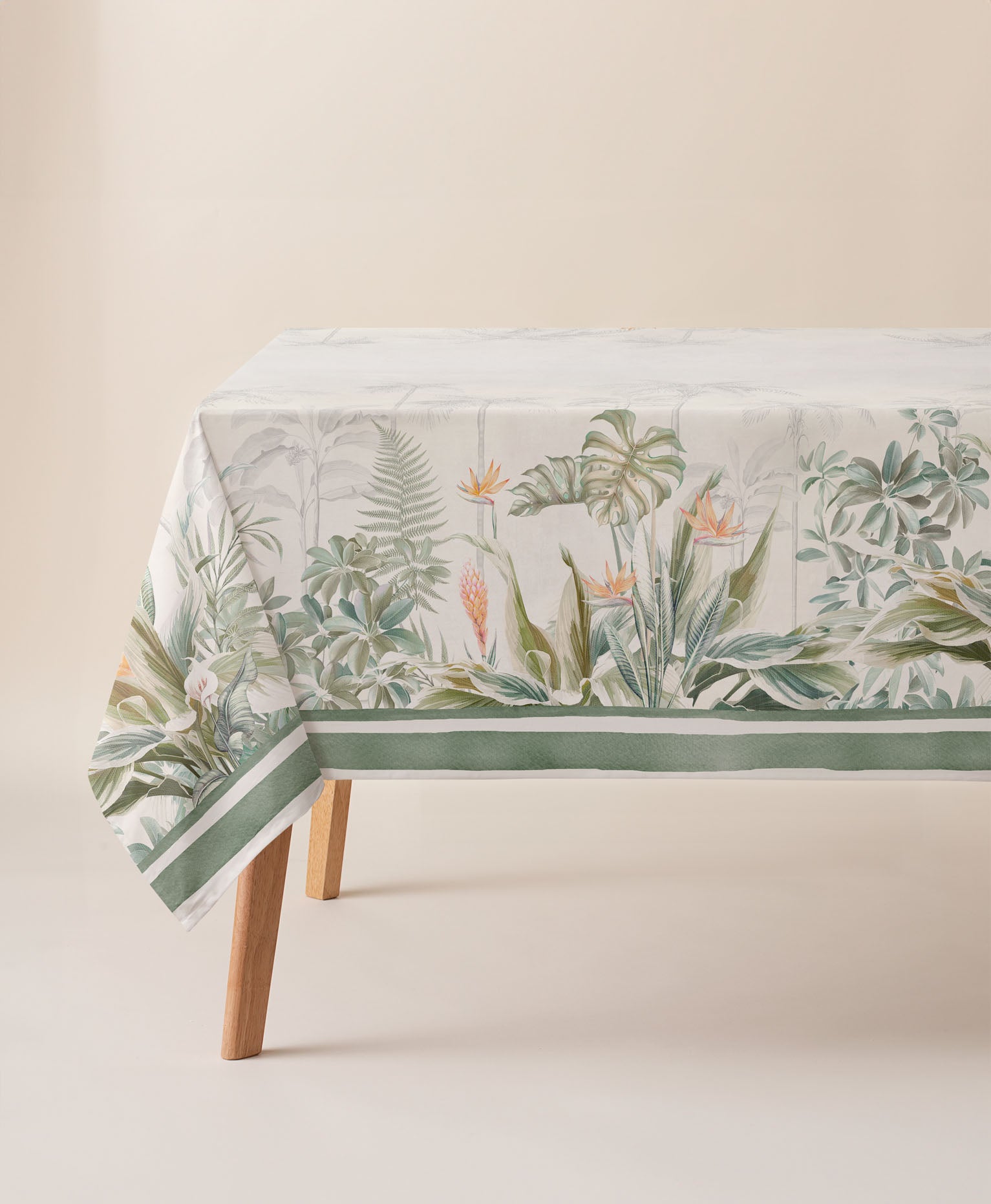 Mantel antimanchas Dayana Verde, mantel estampado, mantel de verano, mantel mediterraneo