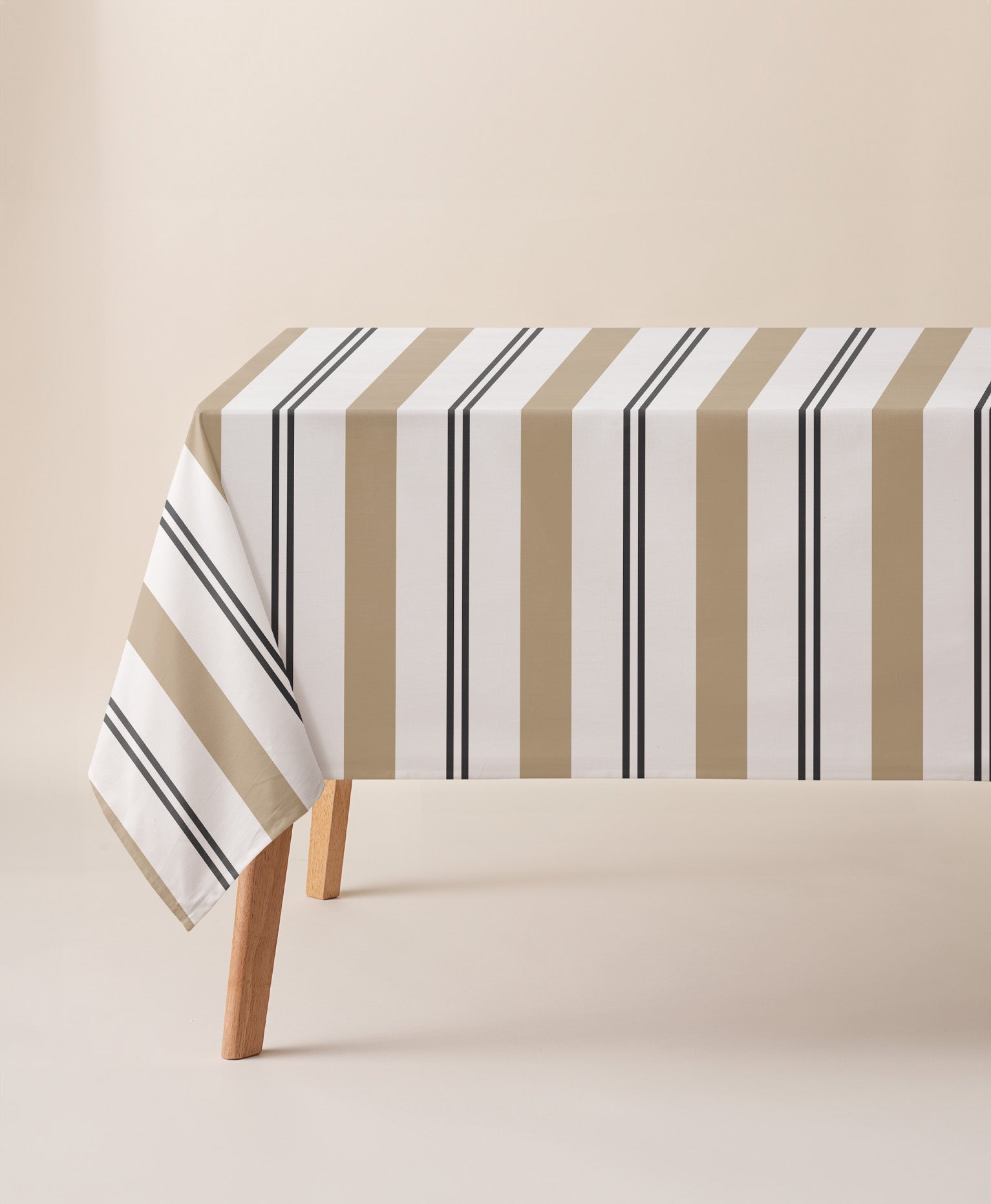 Mantel antimanchas Juniper Beige. mantel de rayas