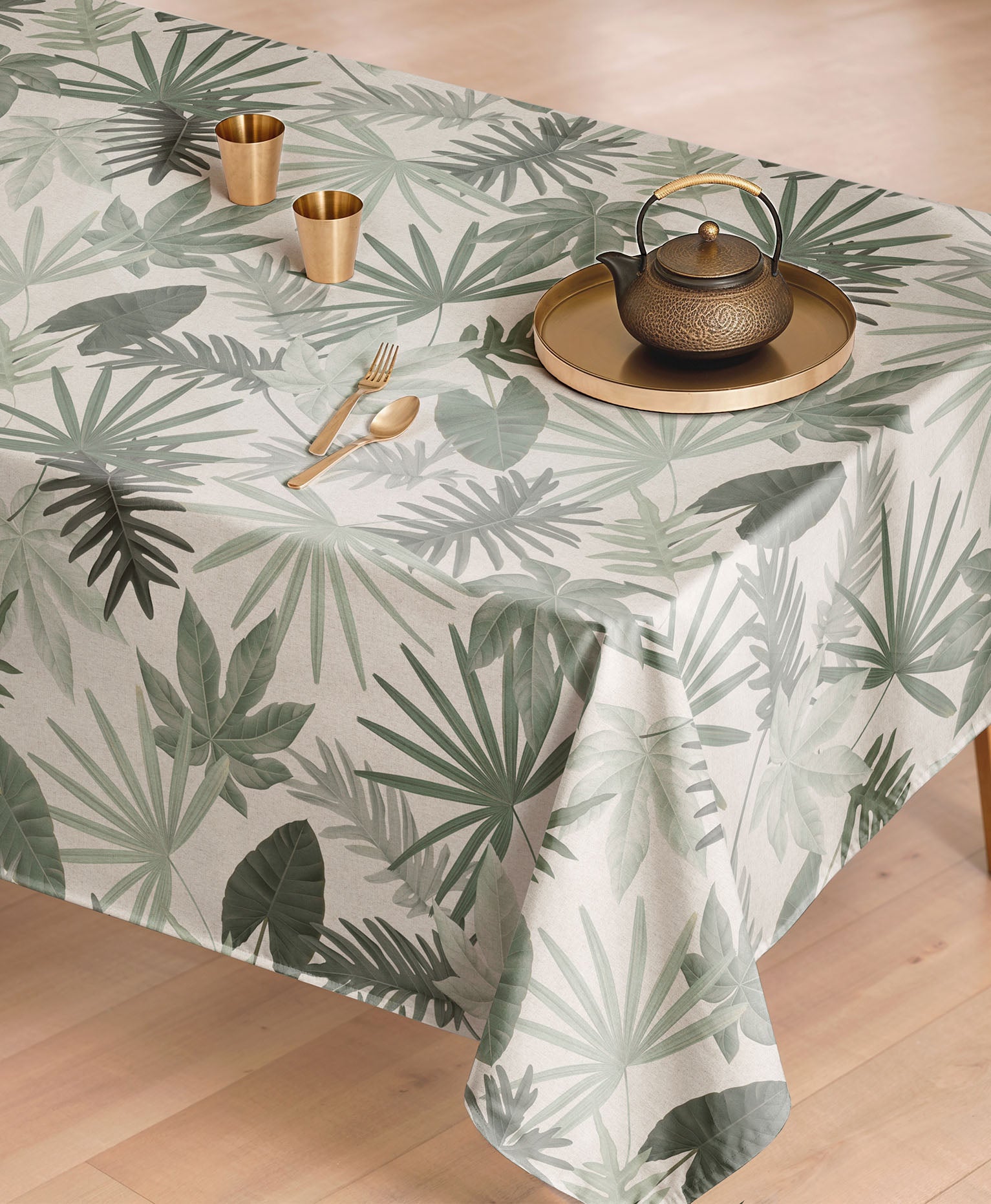 Mantel antimanchas Monstera Verde