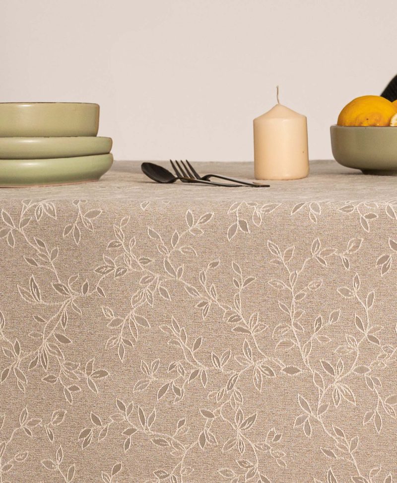 Mantel antimanchas jacquard pradera lino