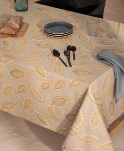 Mantel antimanchas jacquard Palma Amarillo