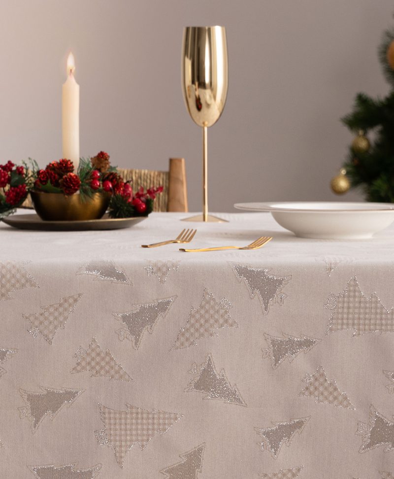 Mantel navidad jacquard Chandelle Plata