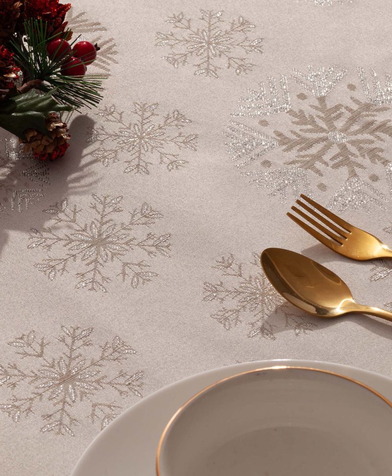 Mantel navidad jacquard Snowberry Plata