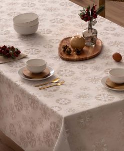 Mantel navidad jacquard Snowberry Plata