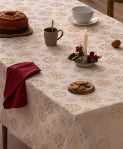 Mantel navidad jacquard Snowberry Oro