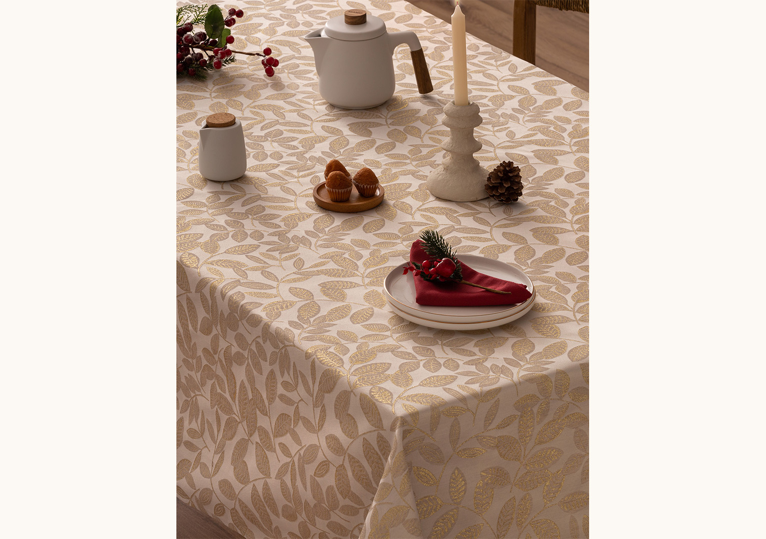 Mantel navidad jacquard Cypres Oro