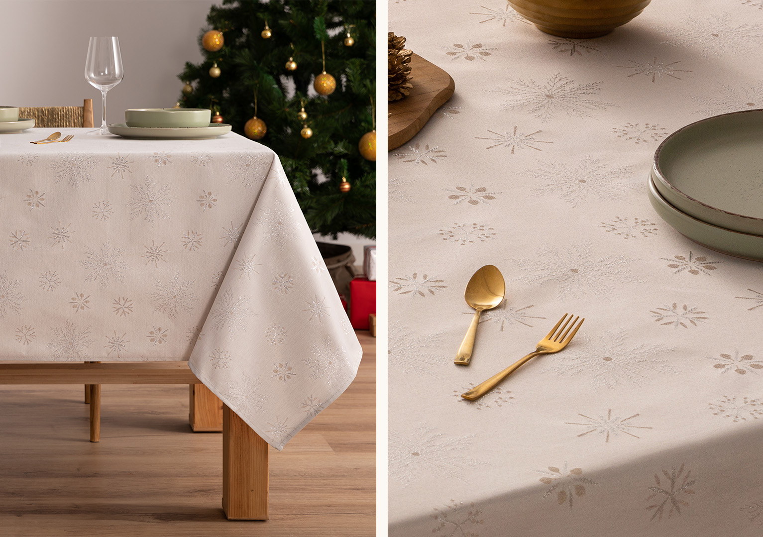 Mantel navidad jacquard Glory Plata