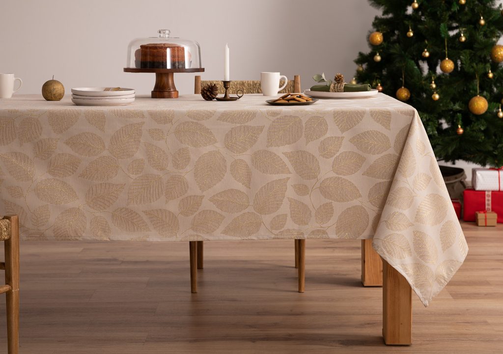 Mantel navidad Jacquard Karen Lino-Oro