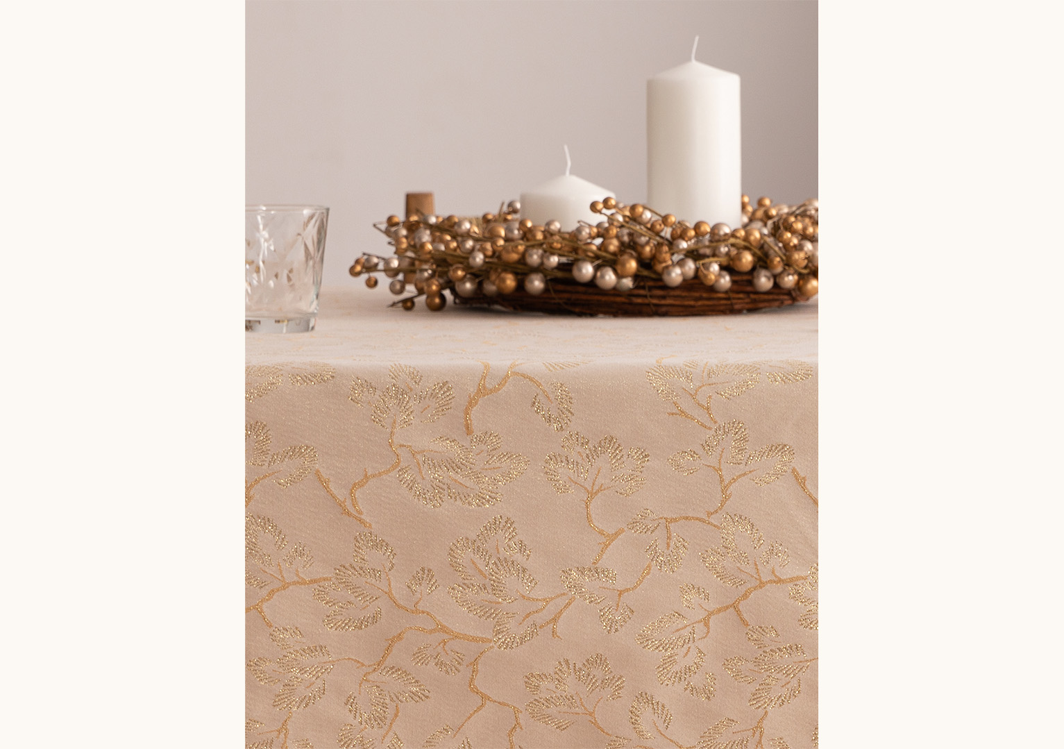 Mantel navidad jacquard Branches Gold