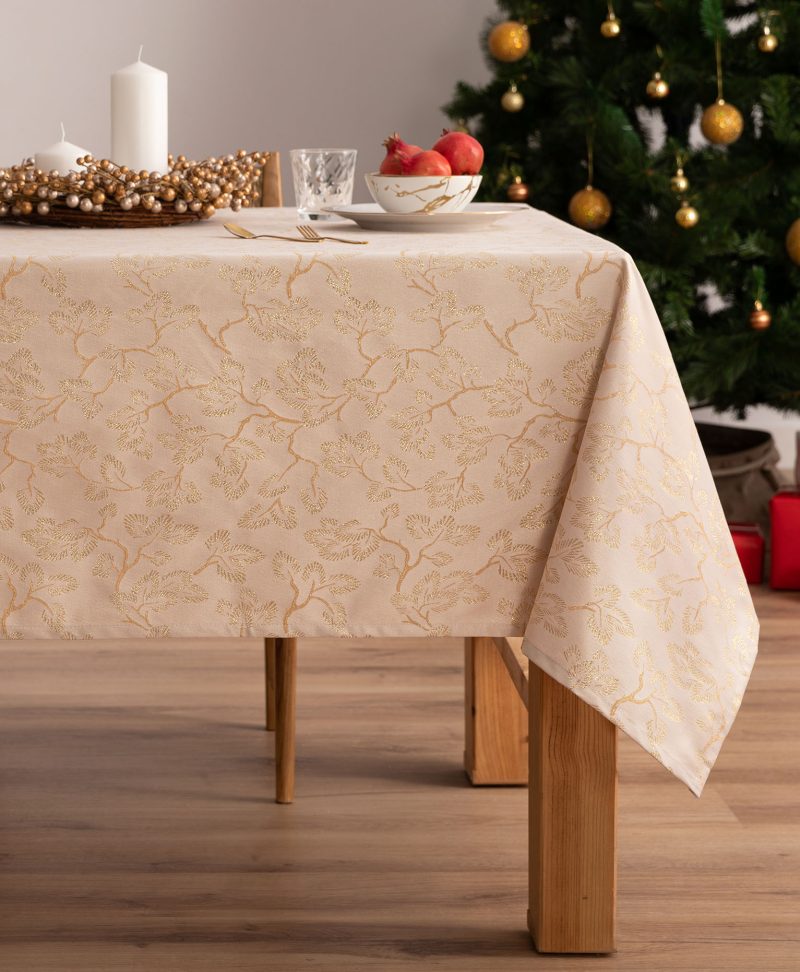 Mantel navidad jacquard Branches Gold