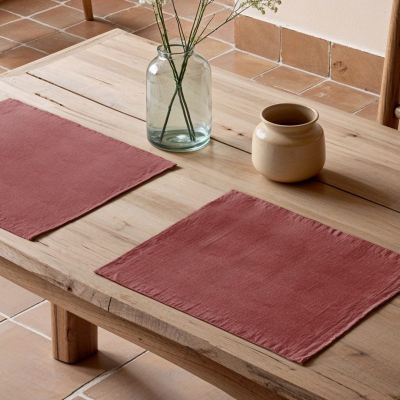 Mantel individual tacto tela Indra Rojo