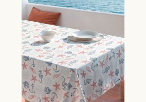 Mantel antimanchas Brisa Rojo, mantel estampado, manteles antimanchas, manteles verano