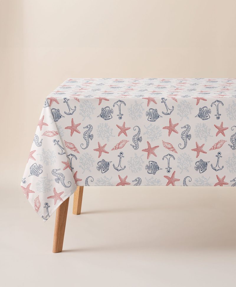 Mantel antimanchas Brisa Rojo, mantel estampado, manteles antimanchas, manteles verano