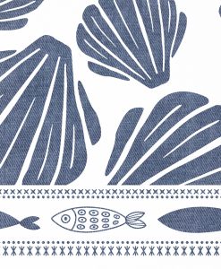Mantel antimanchas Coquillage Azul, mantel estampado, manteles antimanchas, manteles verano