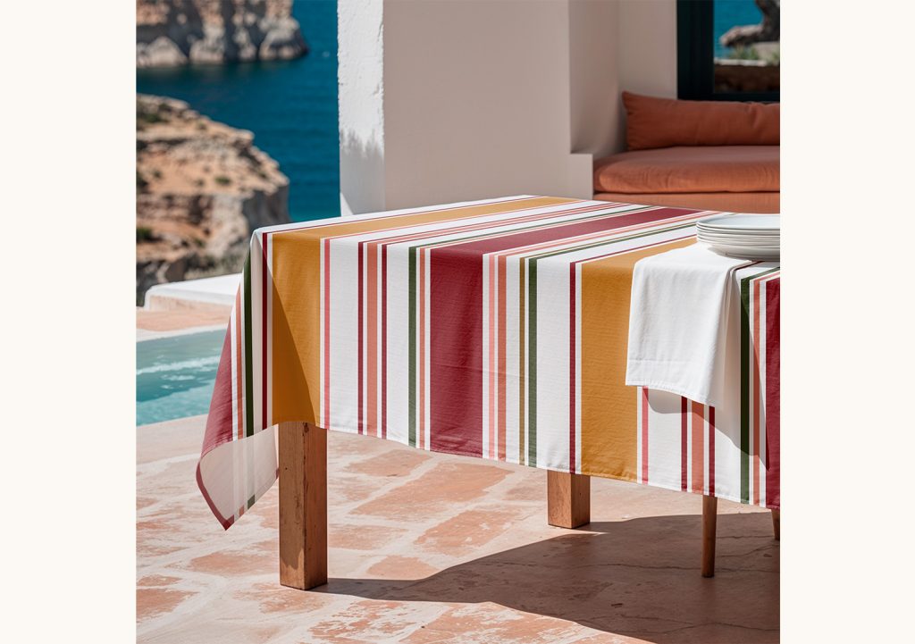 Mantel antimanchas Jara Multicolor, Mantel de rayas