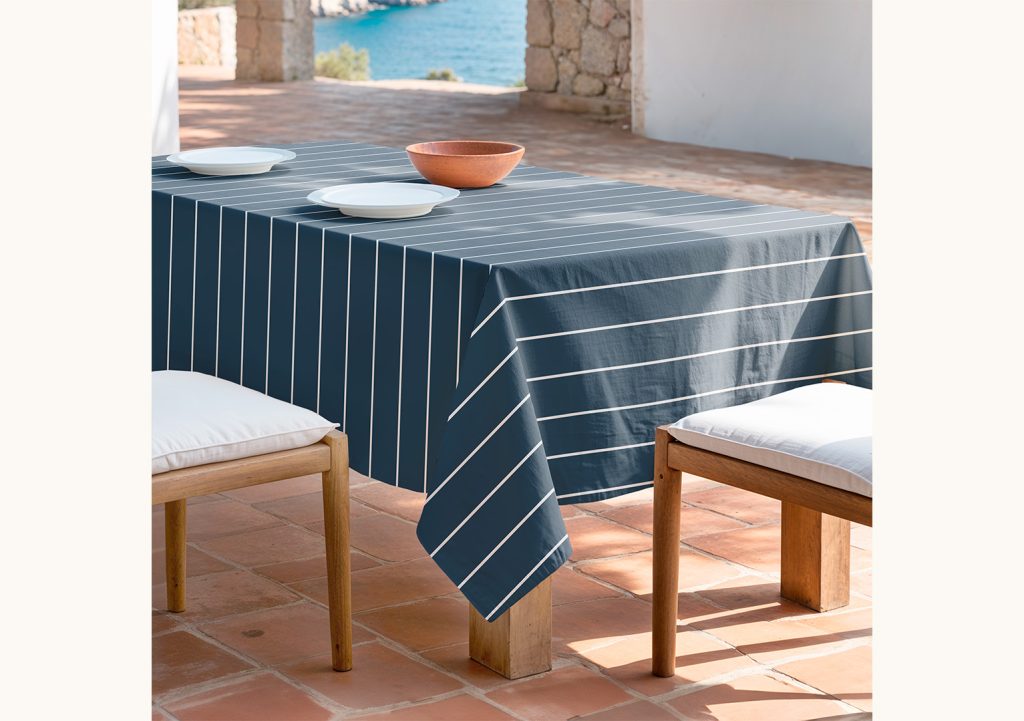 Mantel antimanchas Maui Marino, mantel de rayas