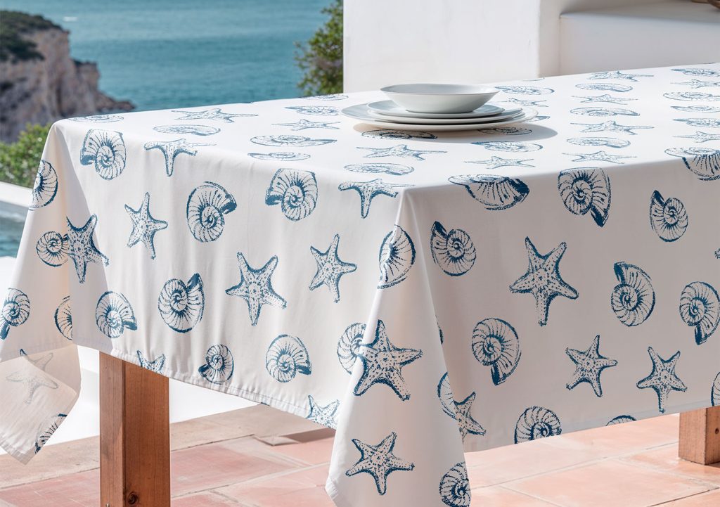 Mantel antimanchas Myrtos, mantel estampado, manteles antimanchas, manteles verano
