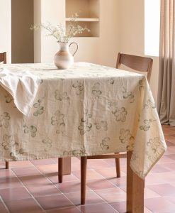 Mantel antimanchas eucalipto verde, mantel anitmanchas, mantel antimanchas estampado