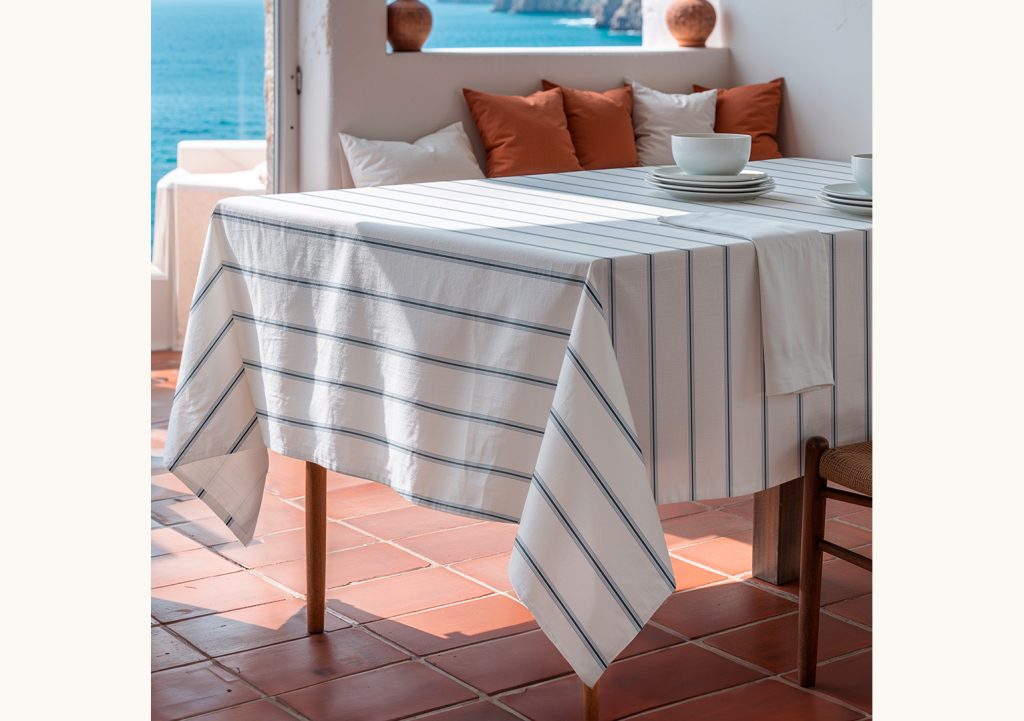 Mantel de rayas, Mantel antimanchas LAMBI_AZUL
